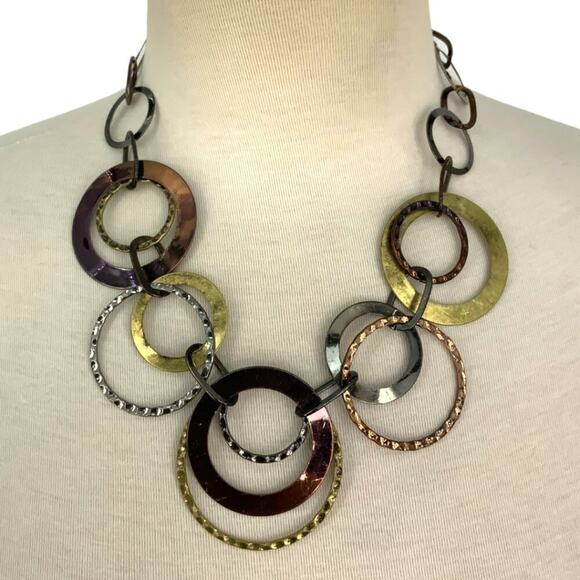 Vintage Mixed Metal Layered Chain Necklace - Picture 1 of 4